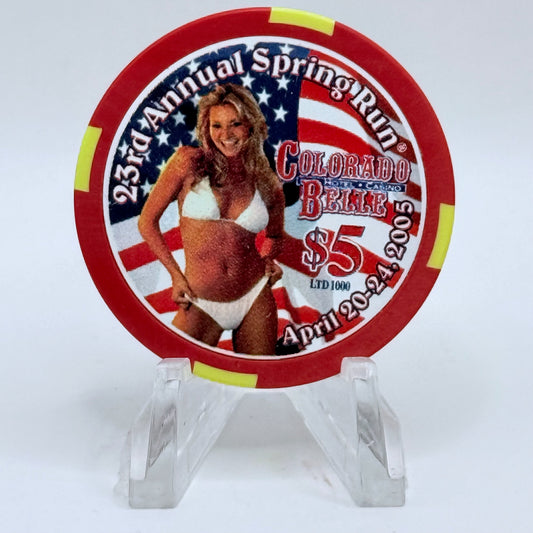 Colorado Belle Laughlin Nevada 2005 '23rd Annual Spring Run' LE $5 Casino Chip E4519