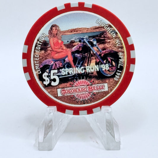 Colorado Belle Laughlin Nevada 1998 'Spring Run' LE $5 Casino Chip N9507