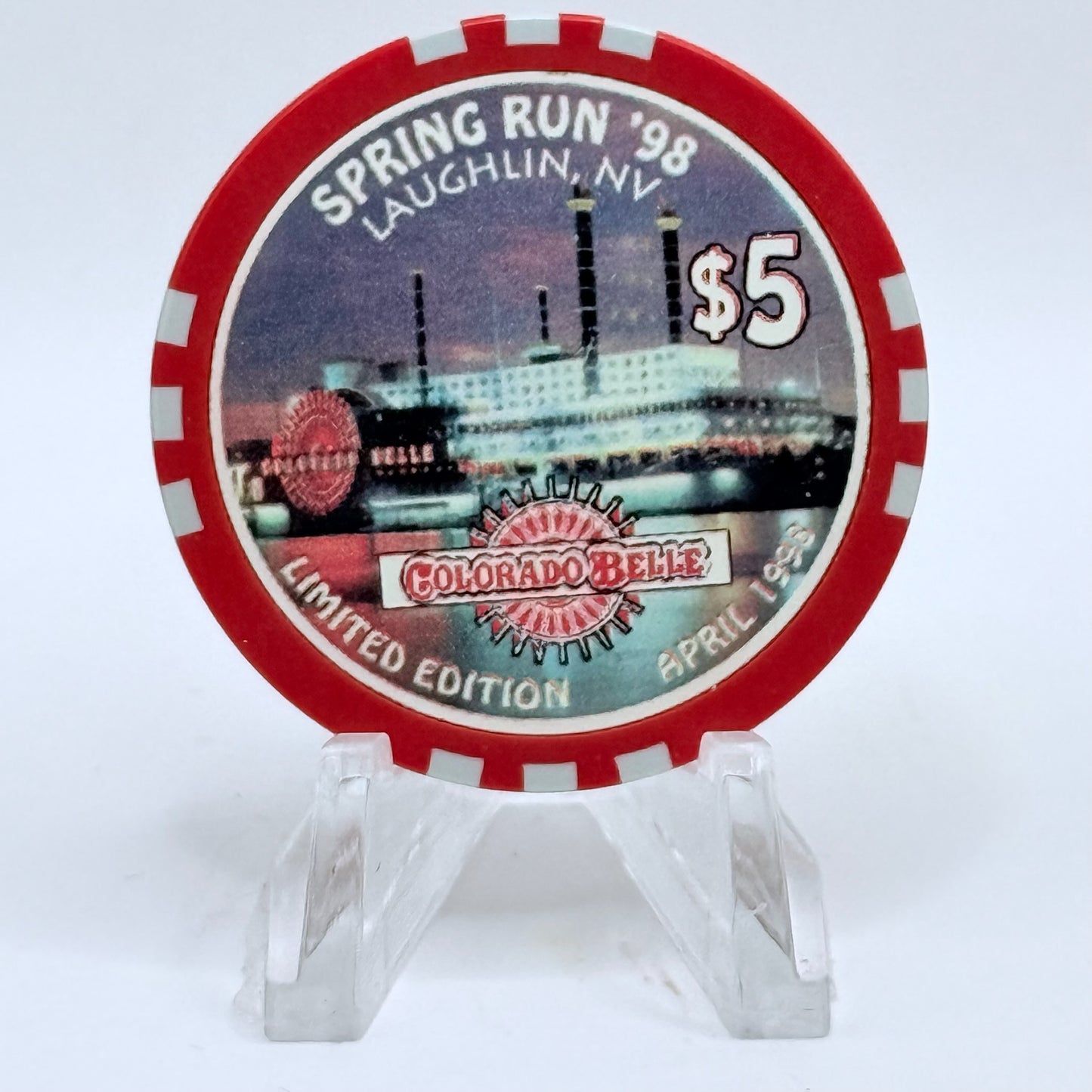 Colorado Belle Laughlin Nevada 1998 'Spring Run' LE $5 Casino Chip N9507