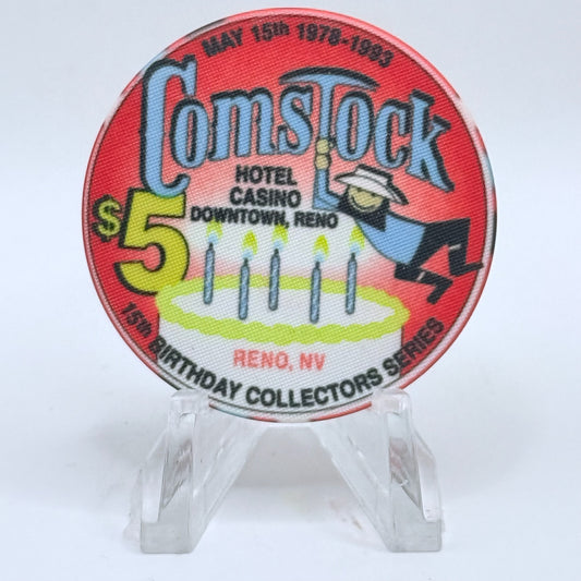 Comstock Reno Nevada 1993 '15th Birthday' LE $5 Casino Chip N0590