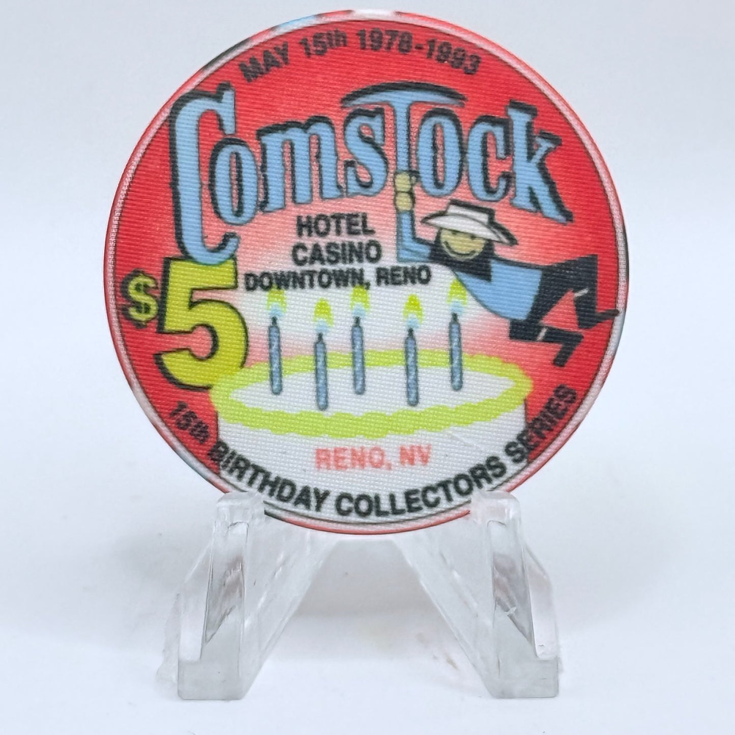 Comstock Reno Nevada 1993 '15th Birthday' LE $5 Casino Chip N0590