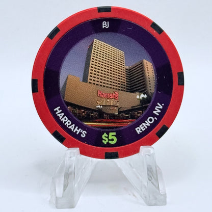 Harrah's Reno Nevada 2016 'Hot August Nights, Flaming Hot Rod' LE $5 Casino Chip