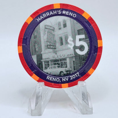 Harrah's Reno Nevada 2017 '80th Anniversary' LE $5 Casino Chip D2604