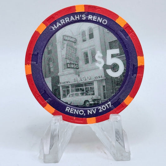 Harrah's Reno Nevada 2017 '80th Anniversary' LE $5 Casino Chip D2604