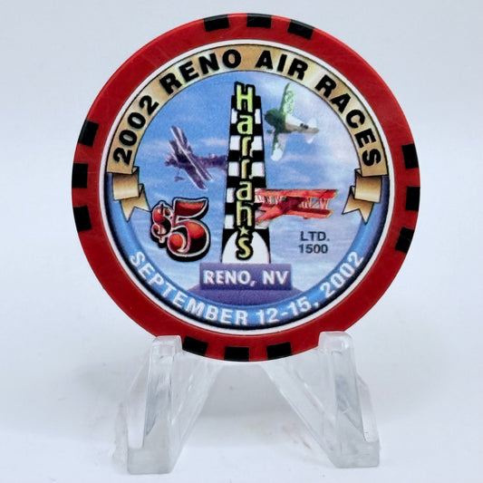 Harrah's Reno Nevada 2002 'Reno Air Races' LE $5 Casino Chip E1008