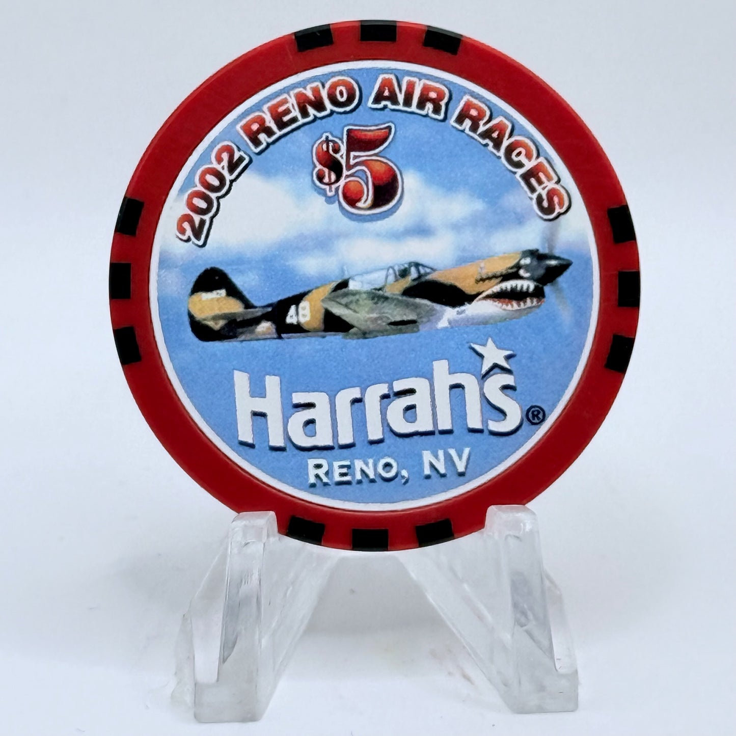 Harrah's Reno Nevada 2002 'Reno Air Races' LE $5 Casino Chip E1008