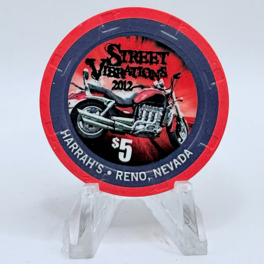 Harrah's Reno Nevada 2012 'Street Vibrations' LE $5 Casino Chip D0971