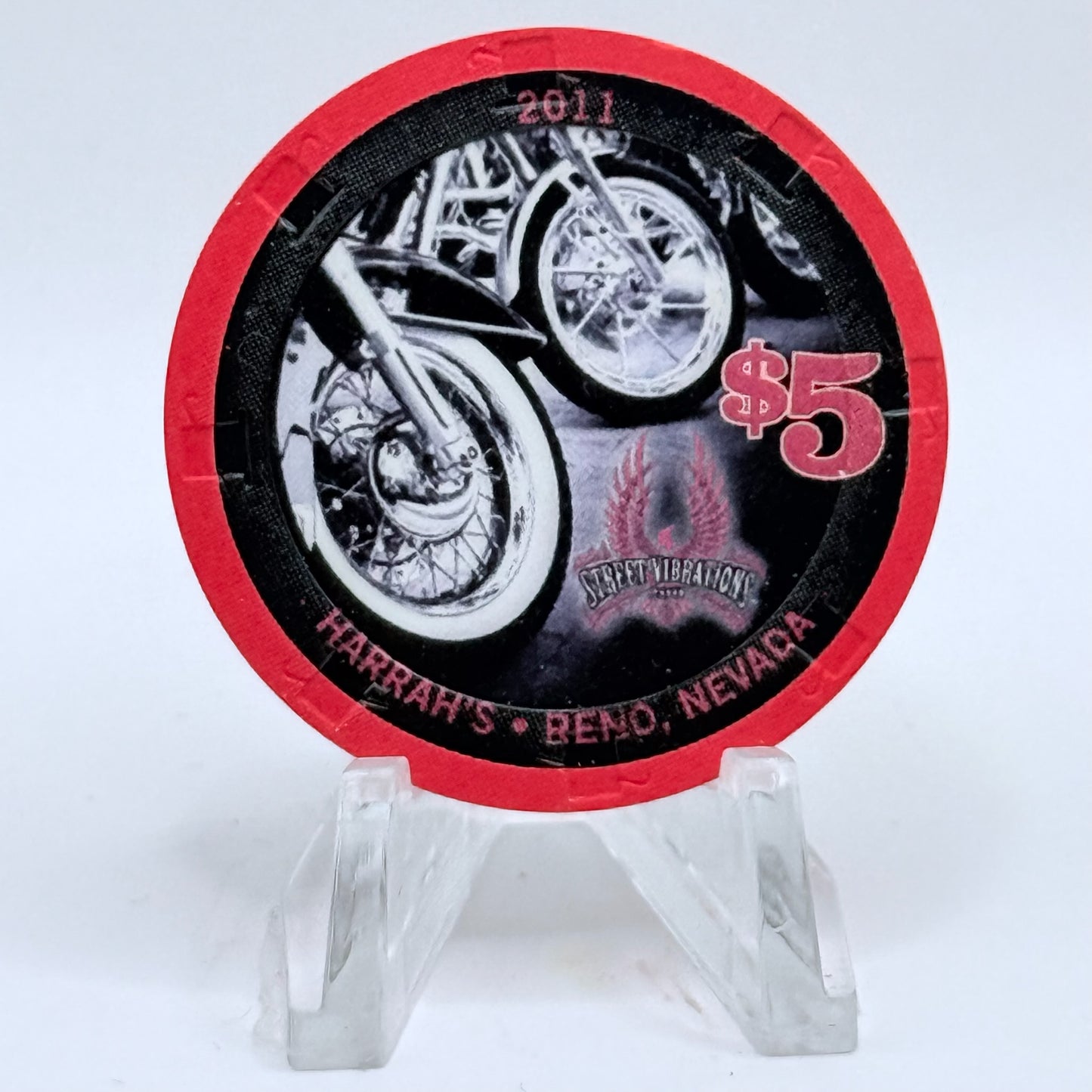 Harrah's Reno Nevada 2011 'Street Vibrations' LE $5 Casino Chip D0306