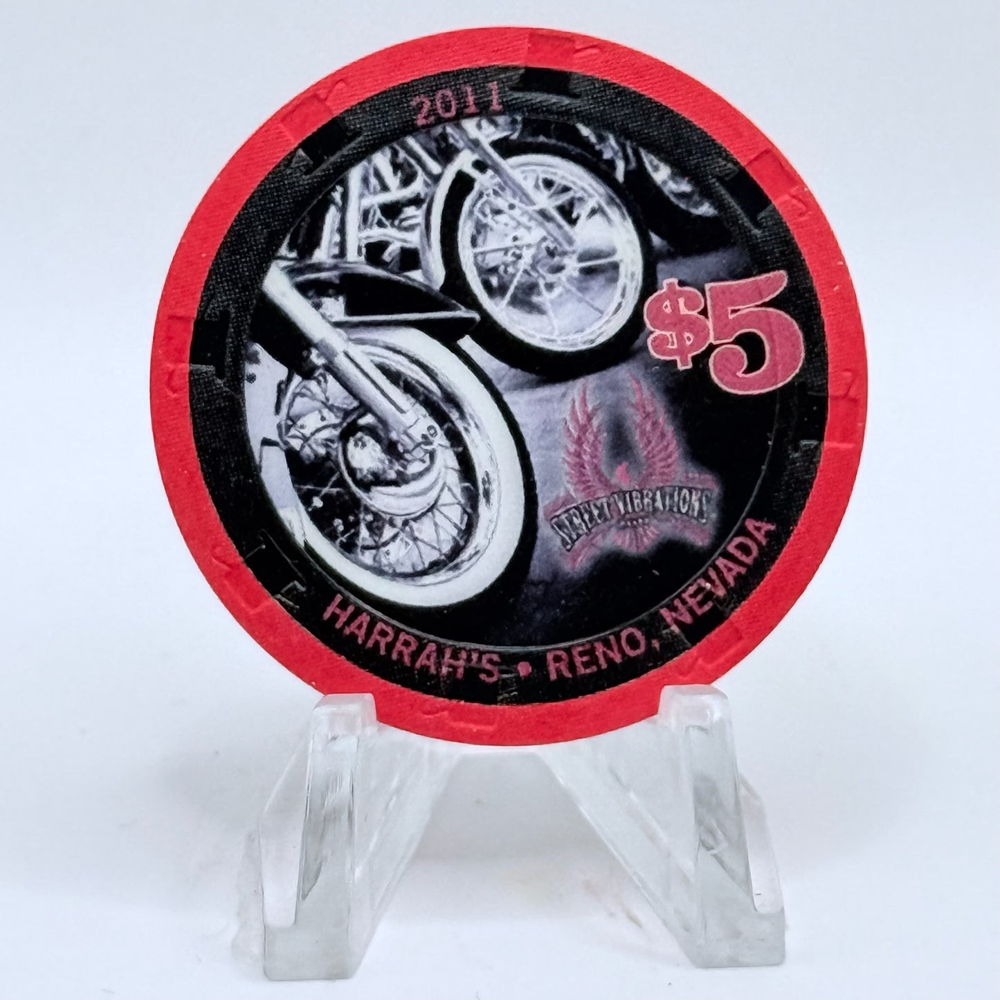 Harrah's Reno Nevada 2011 'Street Vibrations' LE $5 Casino Chip D0306