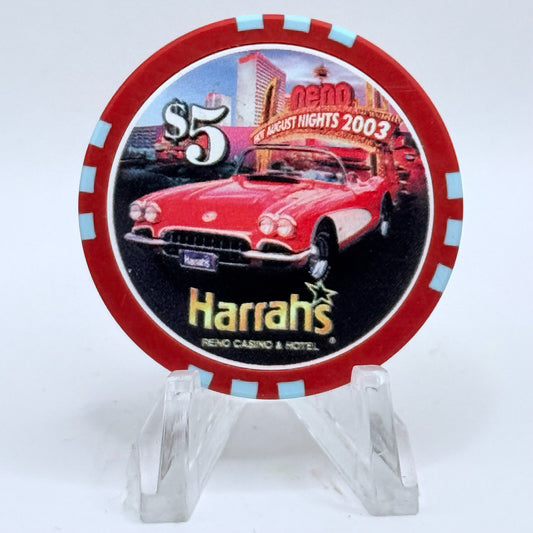 Harrah's Reno Nevada 2003 'Hot August Nights' LE $5 Casino Chip E1007