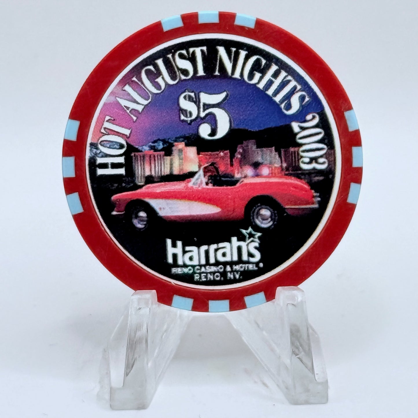 Harrah's Reno Nevada 2003 'Hot August Nights' LE $5 Casino Chip E1007