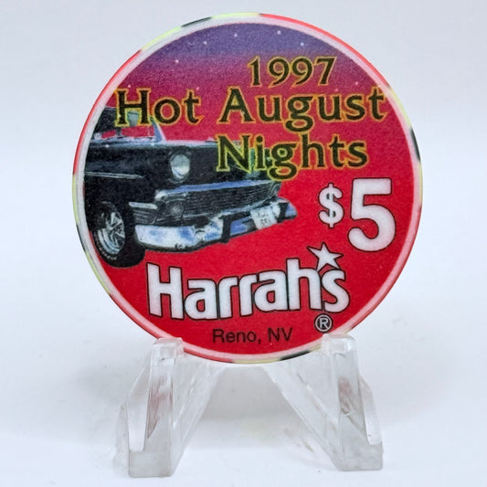 Harrah's Reno Nevada 1997 'Hot August Nights' LE $5 Casino Chip N9883