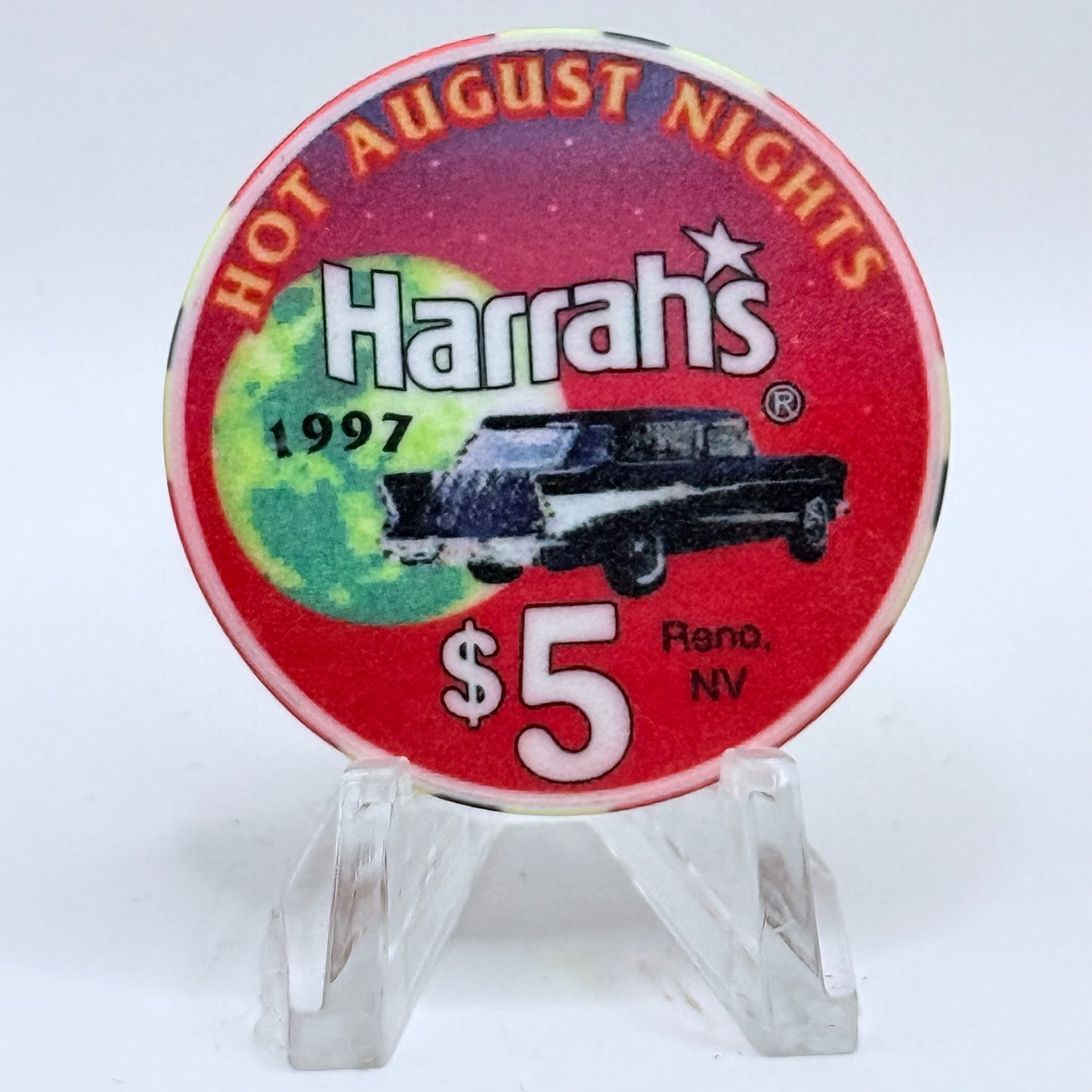 Harrah's Reno Nevada 1997 'Hot August Nights' LE $5 Casino Chip N9883