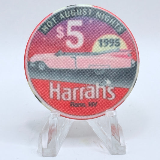 Harrah's Reno Nevada 1995 'Hot August Nights' LE $5 Casino Chip E8566