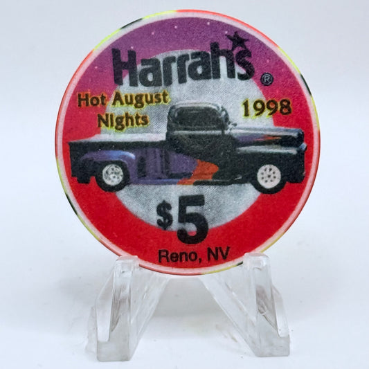 Harrah's Reno Nevada 1998 'Hot August Nights' LE $5 Casino Chip V2715