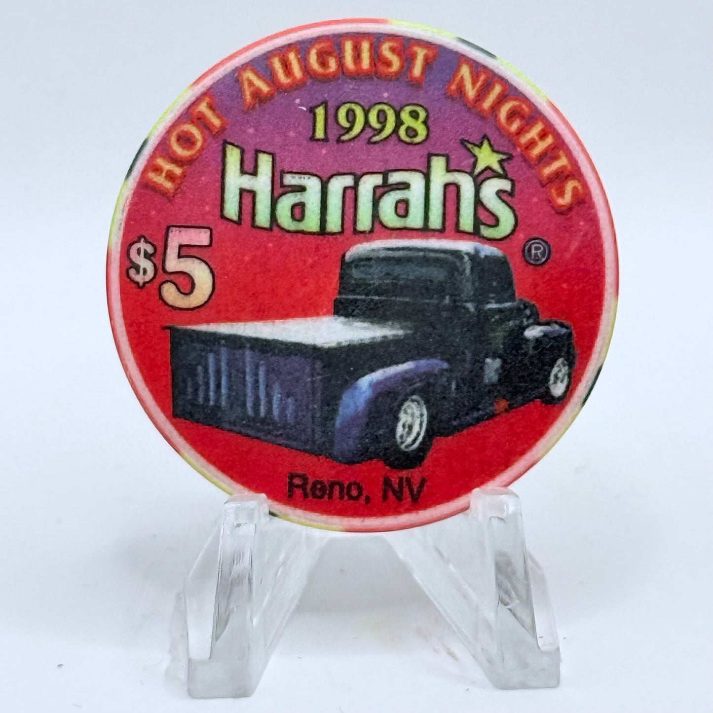 Harrah's Reno Nevada 1998 'Hot August Nights' LE $5 Casino Chip V2715