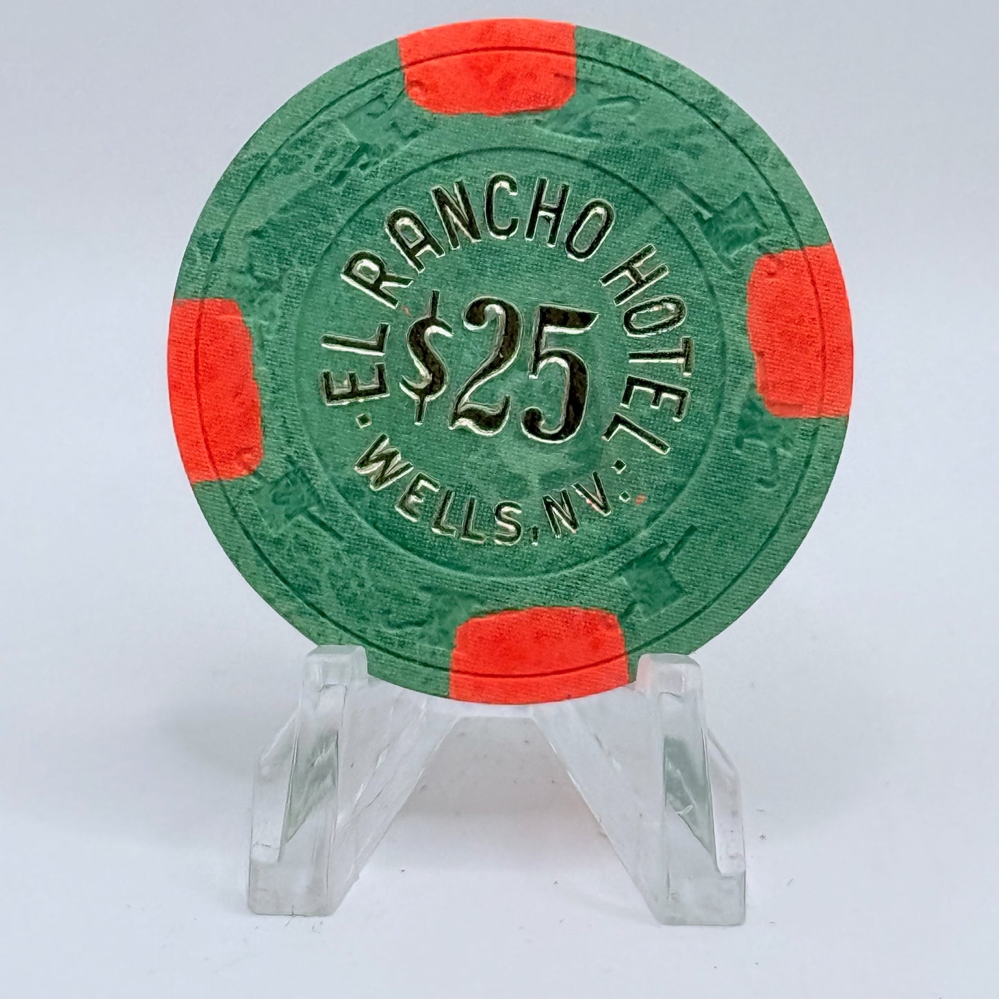El Rancho Hotel Casino Wells Nevada 1972 $25 Chip  N8208