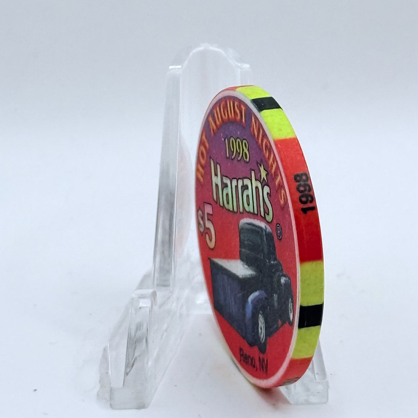 Harrah's Reno Nevada 1998 'Hot August Nights' LE $5 Casino Chip V2715