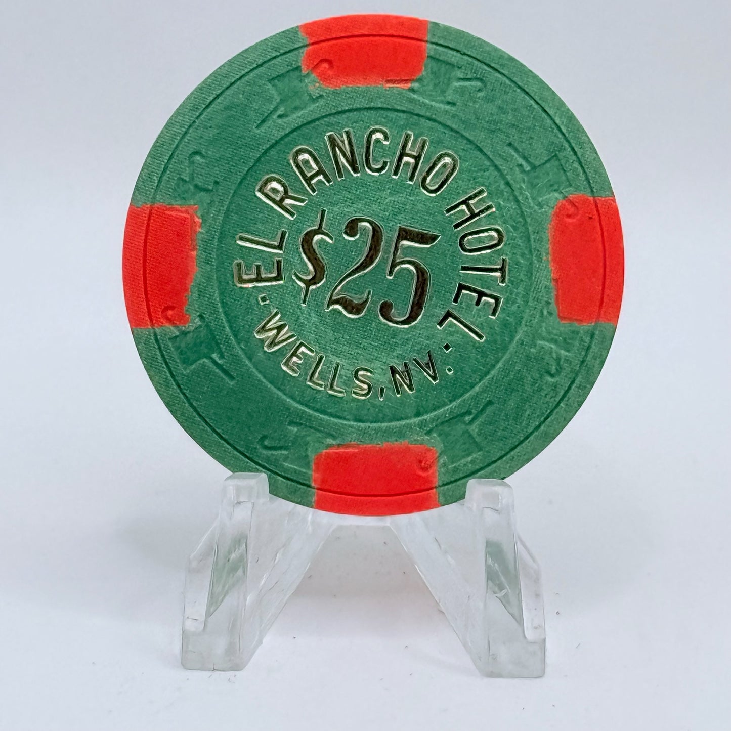 El Rancho Hotel Casino Wells Nevada 1972 $25 Chip  N8208