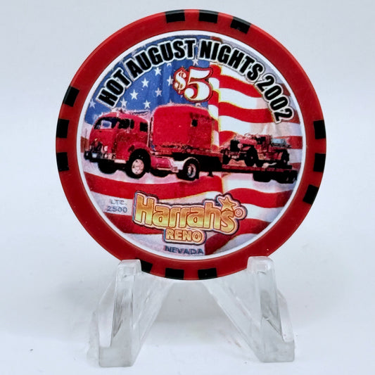 Harrah's Reno Nevada 2002 'Hot August Nights' LE $5 Casino Chip E1006