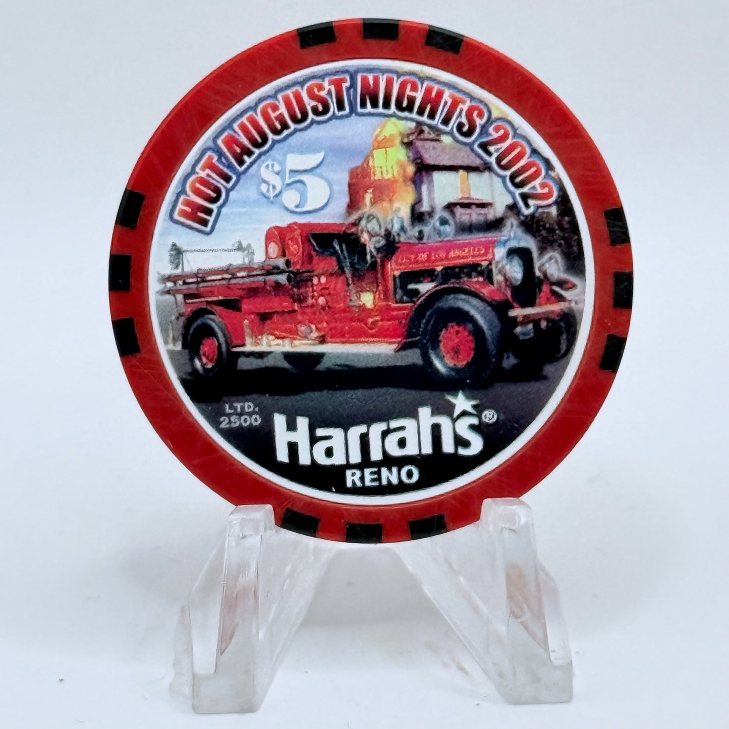 Harrah's Reno Nevada 2002 'Hot August Nights' LE $5 Casino Chip E1006
