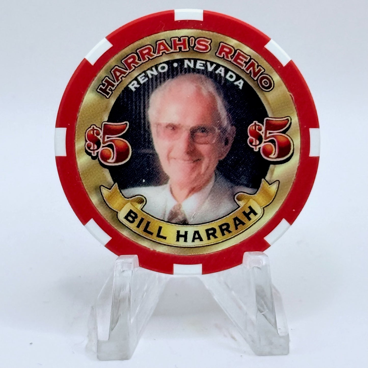 Harrah's Reno Nevada 2007 '70th Anniversary - Bill Harrah' LE $5 Casino Chip E5911