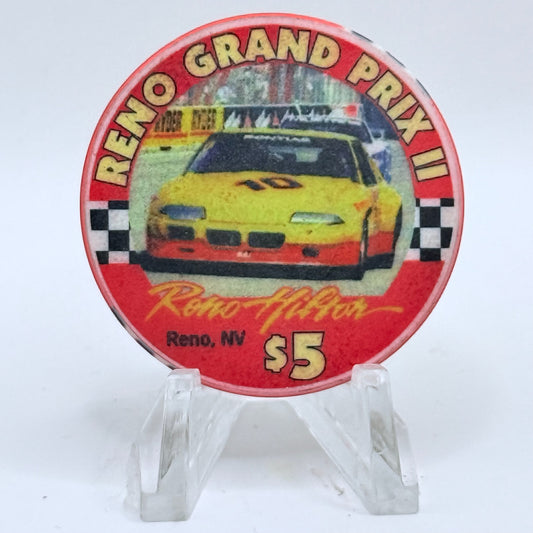 Hilton Resort Reno Nevada 1997 'Reno Grand Prix II' LE $5 Casino Chip N9939