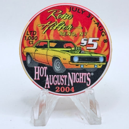 Hilton Resort Reno Nevada 2004 'Hot August Nights, Camaro' LE $5 Casino Chip E3620