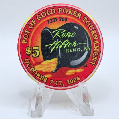 Hilton Resort Reno Nevada 2004 'Pot Of Gold Poker Tournament' LE $5 Casino Chip E3992