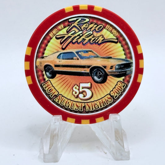 Hilton Resort Reno Nevada 2002 'Hot August Nights' LE $5 Casino Chip E1192