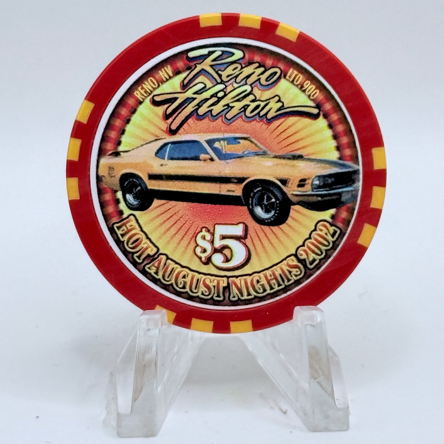 Hilton Resort Reno Nevada 2002 'Hot August Nights' LE $5 Casino Chip E1192