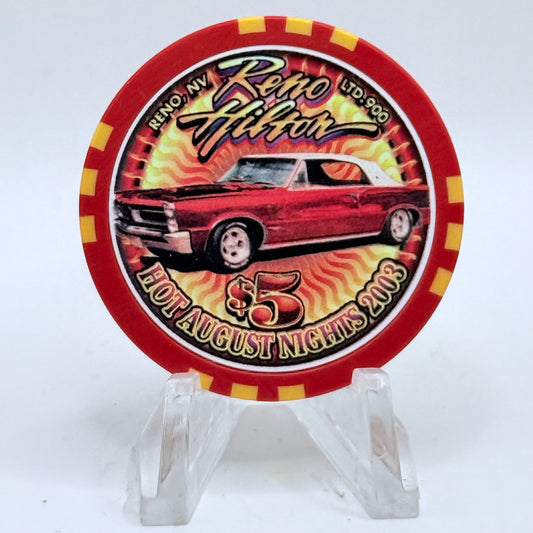 Hilton Resort Reno Nevada 2003 'Hot August Nights' LE $5 Casino Chip E1193