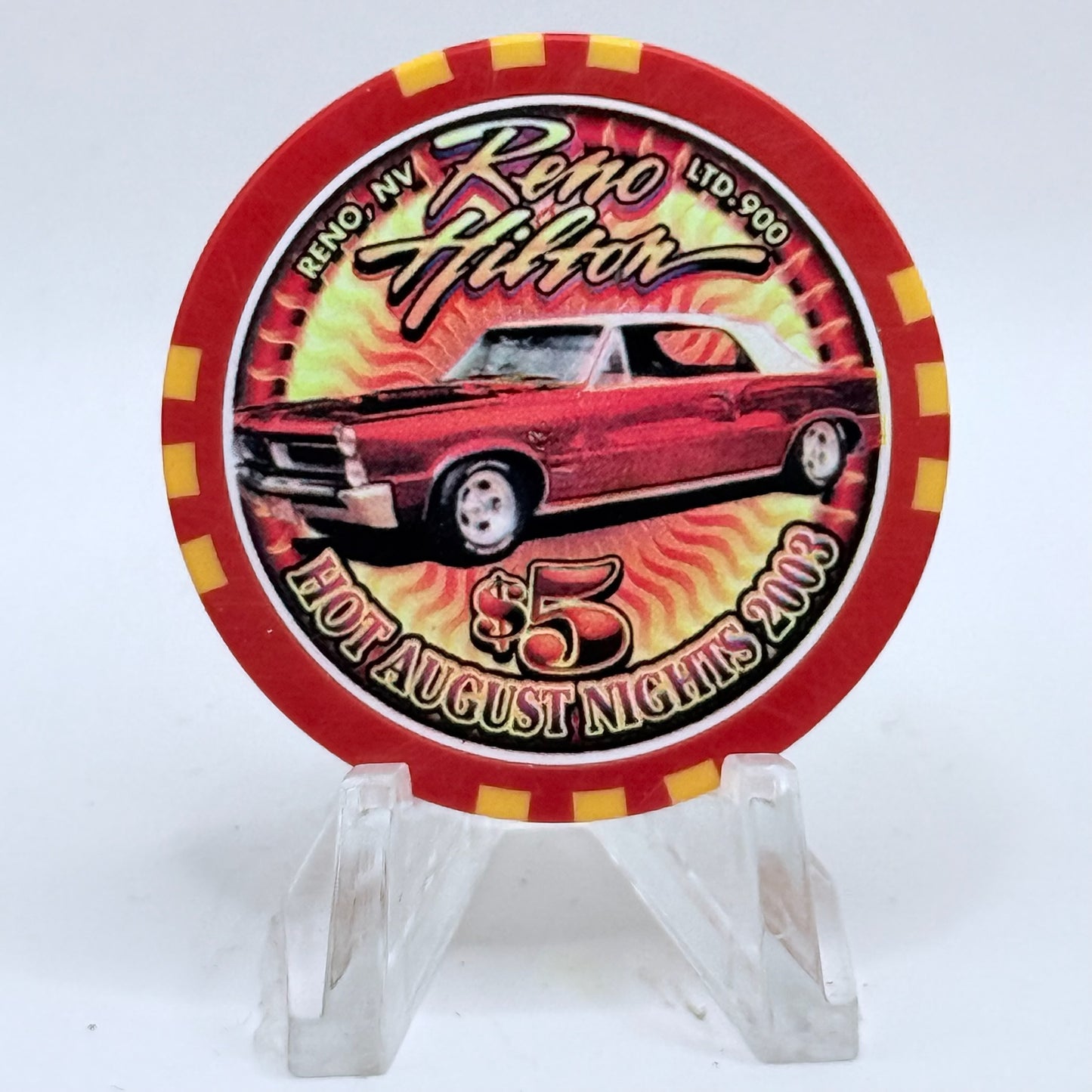 Hilton Resort Reno Nevada 2003 'Hot August Nights' LE $5 Casino Chip E1193