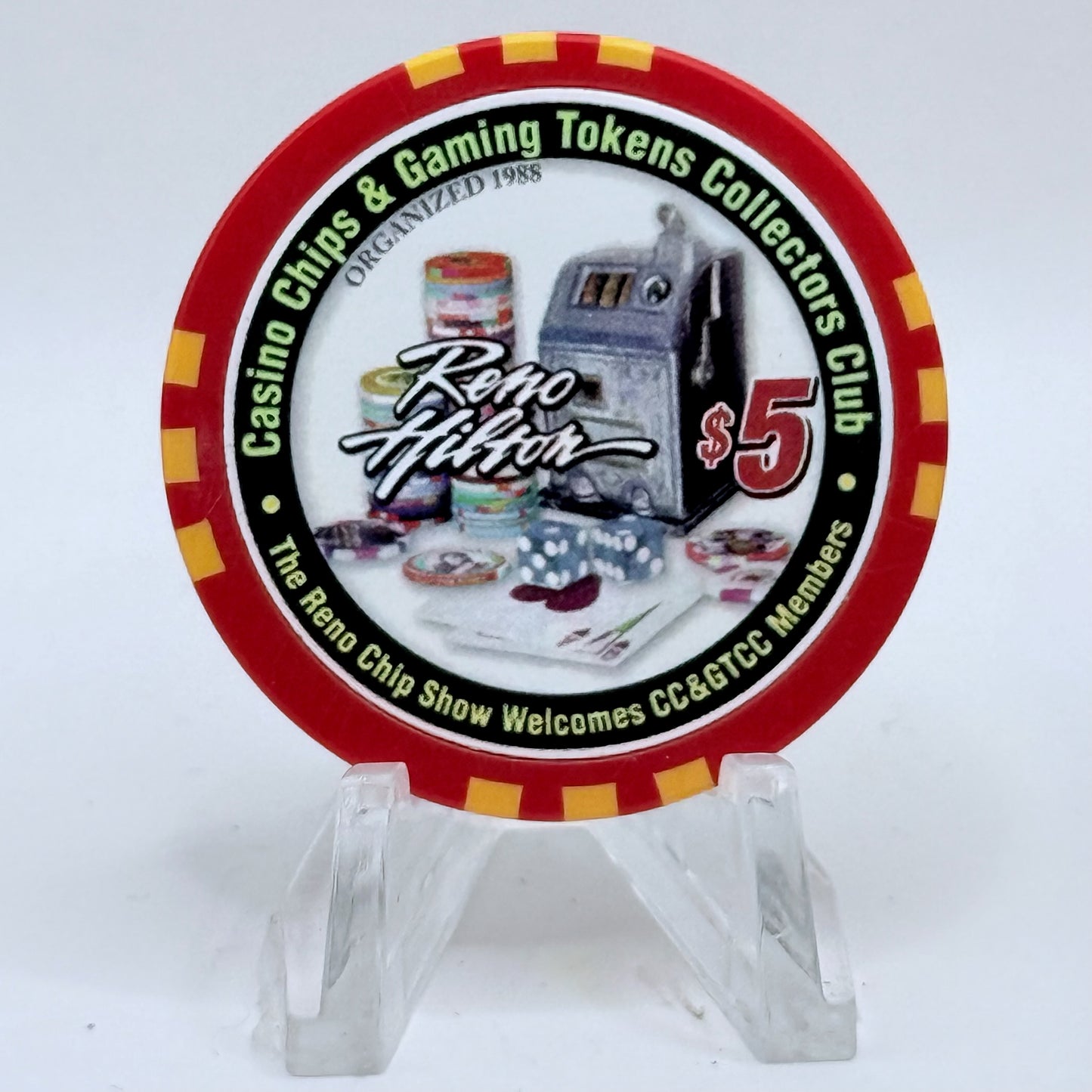 Hilton Resort Reno Nevada 2002 'Northern Nevada Casino Chips And Memorabilia Show' LE $5 Casino Chip E1194