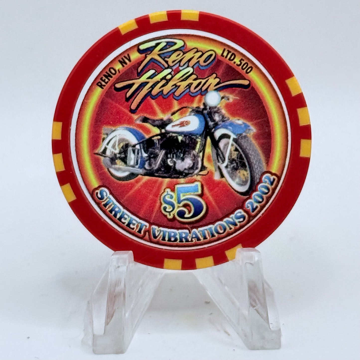 Hilton Resort Reno Nevada 2002 'Street Vibrations' LE $5 Casino Chip E1196