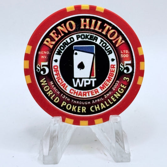 Hilton Resort Reno Nevada 2003 'World Poker Tour' LE $5 Casino Chip E1197