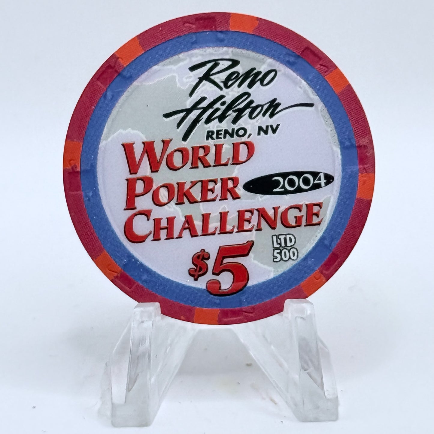 Hilton Resort Reno Nevada 2004 'World Poker Challenge' LE $5 Casino Chip E3263
