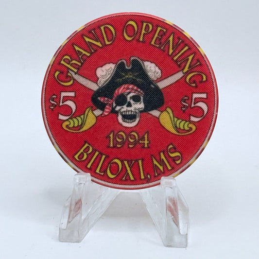 Treasure Bay (Riverboat 1993-2005) Biloxi Mississippi 1994 'Grand Opening' LE $5 Casino Chip