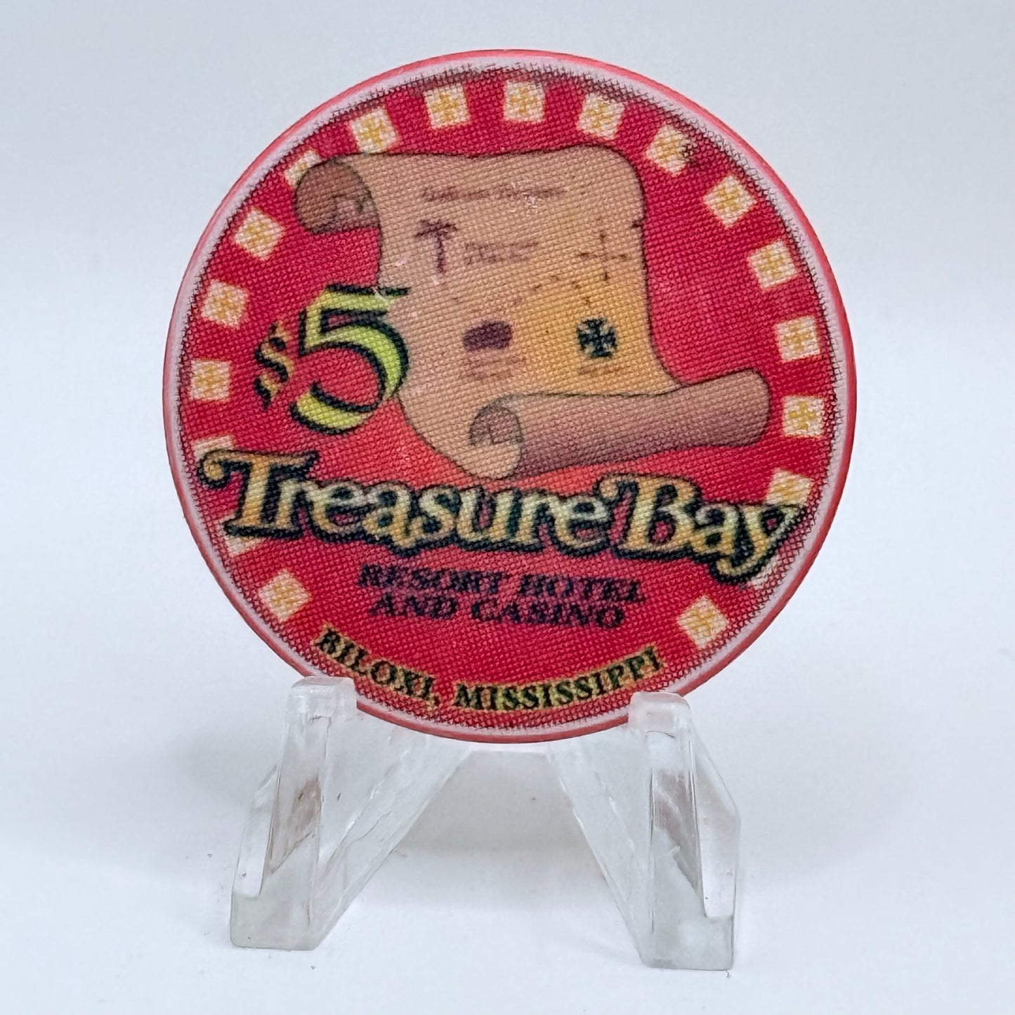 Treasure Bay (Riverboat 1993-2005) Biloxi Mississippi 1995 '1st Anniversary' LE $5 Casino Chip
