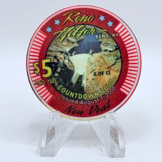 Hilton Resort Reno Nevada 1999 'New Deal' Series 1 LE $5 Casino Chip V4561