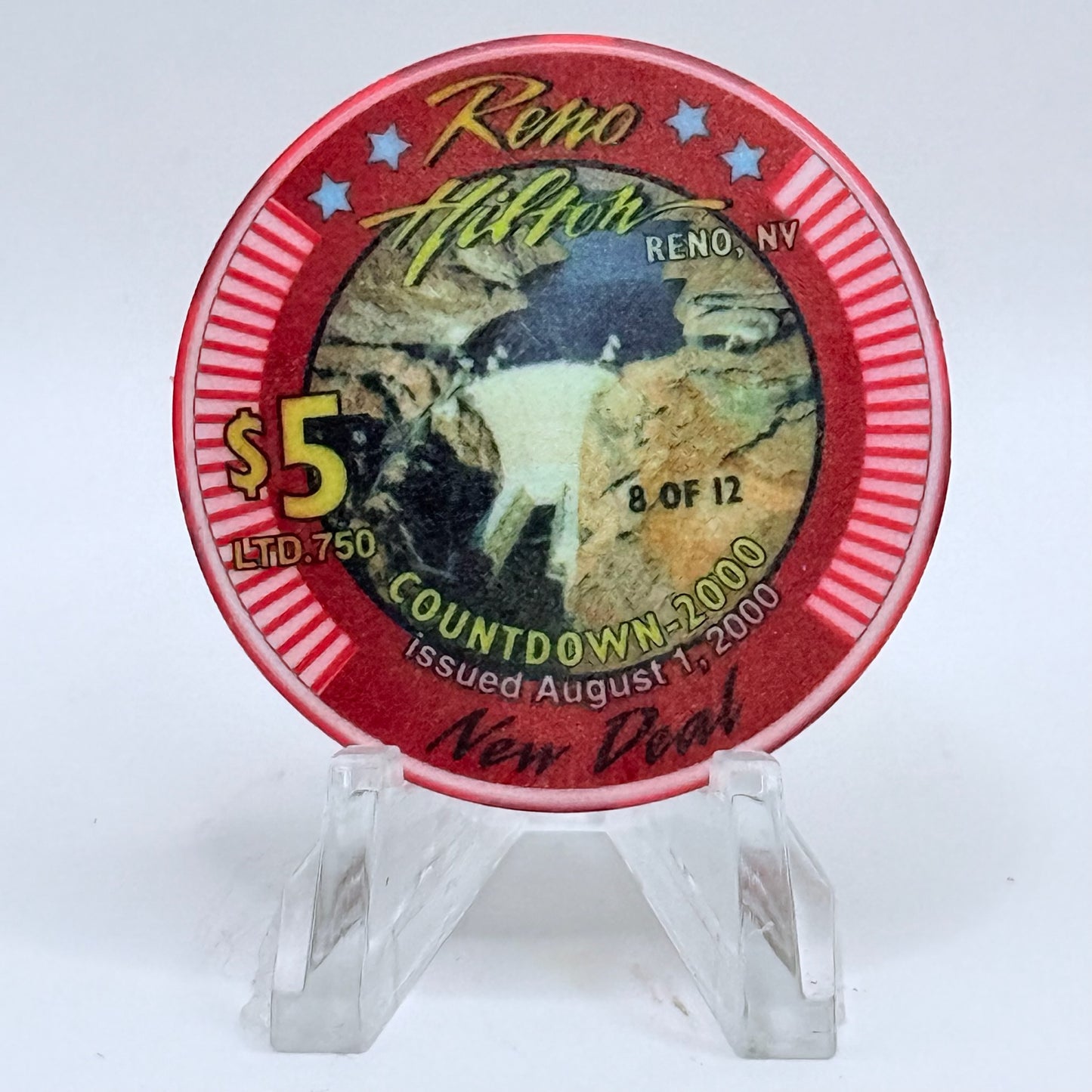 Hilton Resort Reno Nevada 1999 'New Deal' Series 1 LE $5 Casino Chip V4561