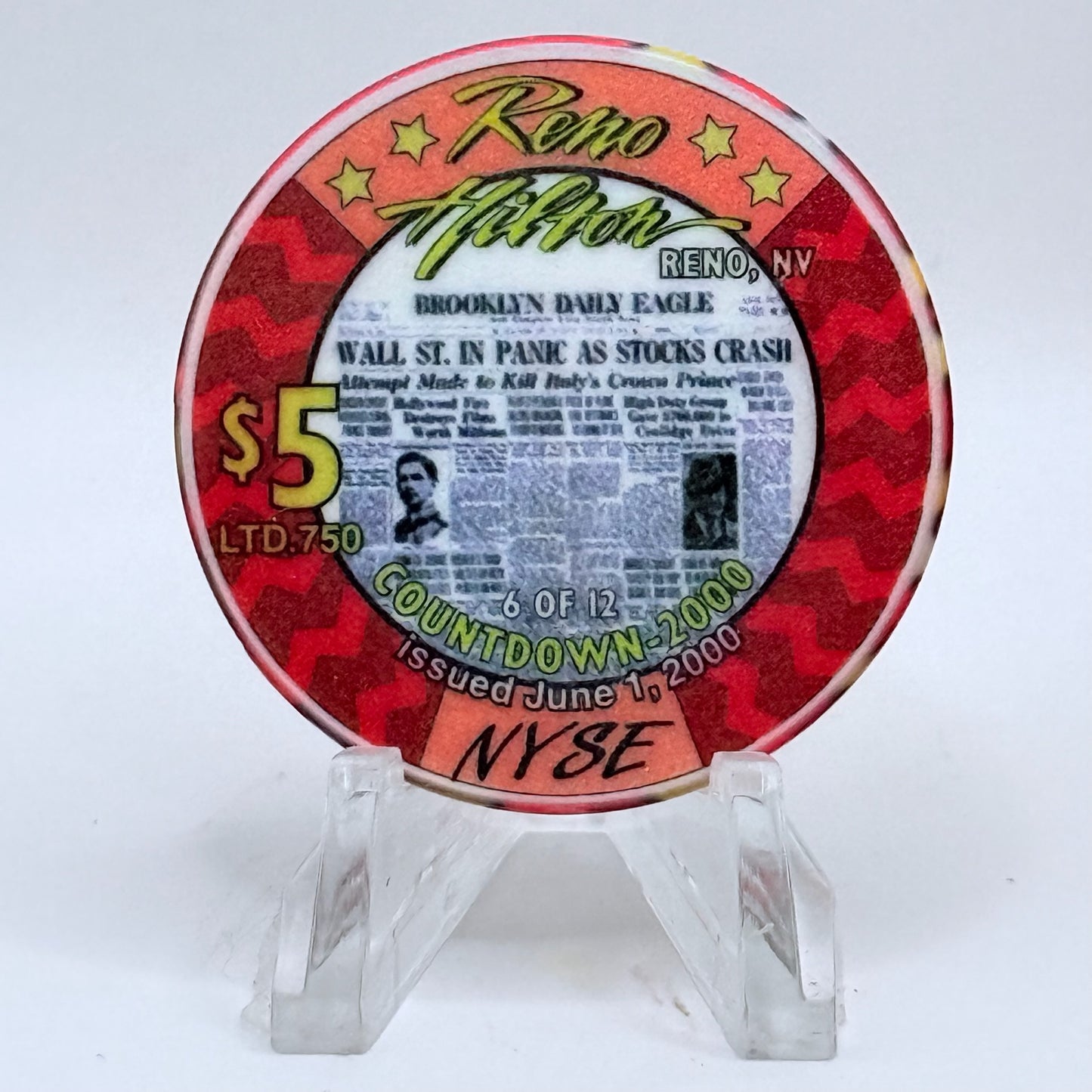 Hilton Resort Reno Nevada 1999 Series 1 LE $5 Casino Chip V4563
