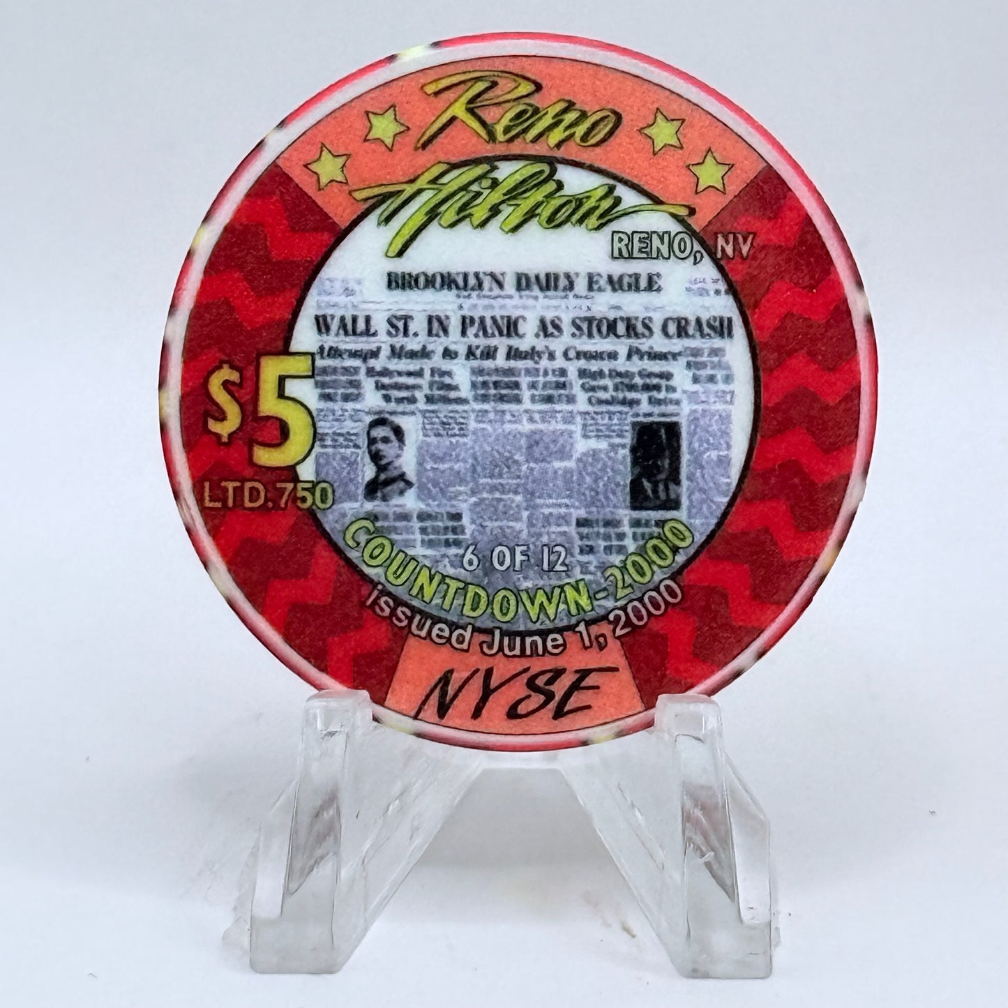 Hilton Resort Reno Nevada 1999 Series 1 LE $5 Casino Chip V4563