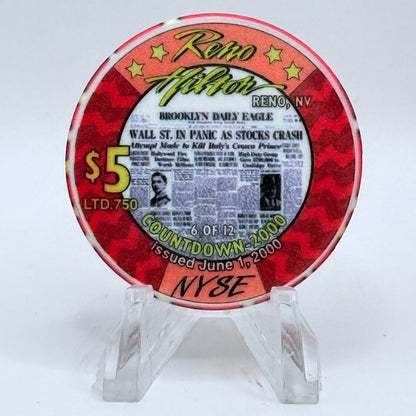 Hilton Resort Reno Nevada 1999 Series 1 LE $5 Casino Chip V4563