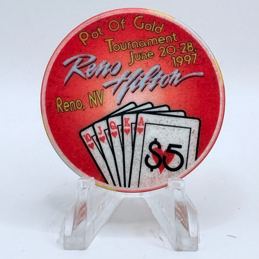 Hilton Resort Reno Nevada 1997 'Pot Of Gold Tournament' LE $5 Casino Chip N9942