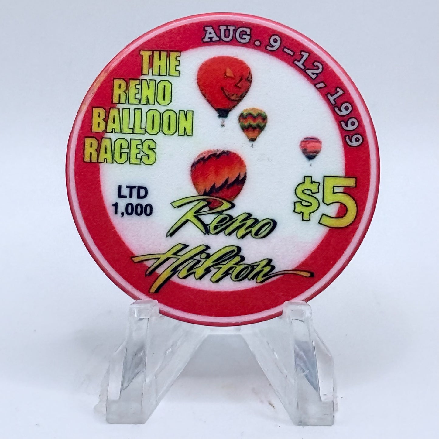 Hilton Resort Reno Nevada 1999 'Reno Air Races' LE $5 Casino Chip V4555
