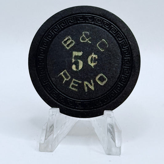 B & C Reno Nevada 1950s $0.05 Casino Chip N7409