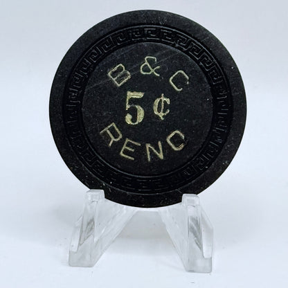 B & C Reno Nevada 1950s $0.05 Casino Chip N7409