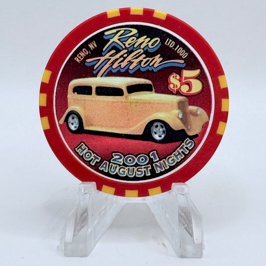 Hilton Resort Reno Nevada 2001 'Hot August Nights' LE $5 Casino Chip V9026