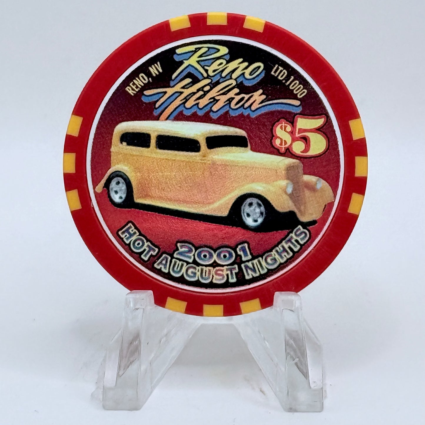 Hilton Resort Reno Nevada 2001 'Hot August Nights' LE $5 Casino Chip V9026